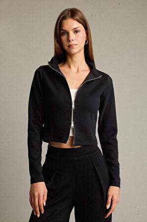 Yarım Balıkçı Yaka Modal Fermuarlı Sweatshirt