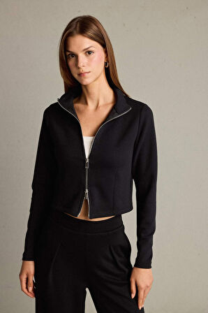 Yarım Balıkçı Yaka Modal Fermuarlı Sweatshirt