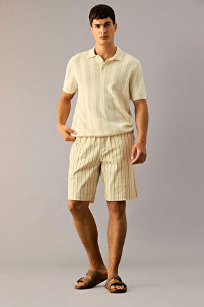 Çizgili Bermuda Şort