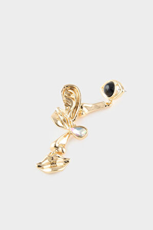 Kadın Nazar Temalı Gold Küpe