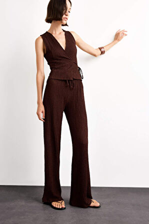 Relax Fit Normal Bel Düz Paça Bürümcük Pantolon