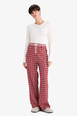 Regular Fit Uzun Kareli Pijama Altı-Fall in Love