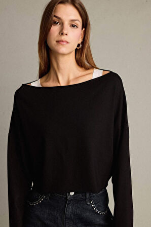 Regular Fit Kayık Yaka Modal Sweatshirt