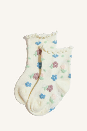 Kız Bebek Kaydırmaz Taban 5'li Pamuklu Uzun Çorap