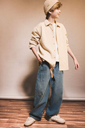 Erkek Çocuk Barrel Fit Düz Paça Jean Pantolon