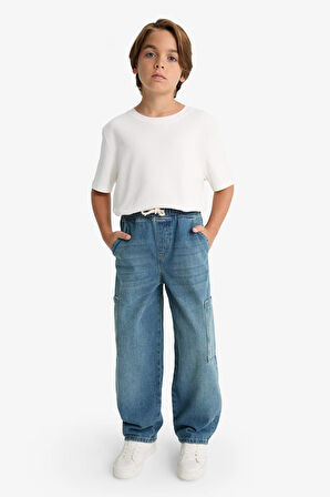 Erkek Çocuk Barrel Fit Düz Paça Jean Pantolon