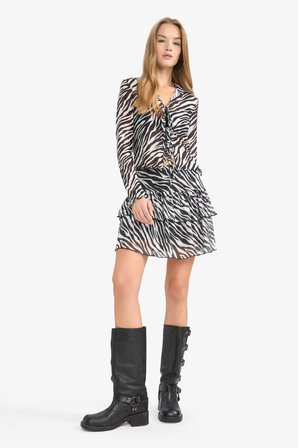 DeFacto Zebra Desenli Normal Bel Tül Mini Etek G3389AX25AUBK81