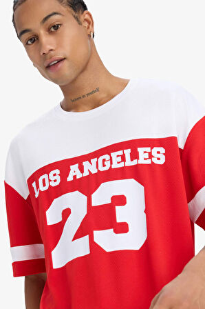 DeFactoFit Hızlı Kuruyan Oversize Geniş Kalıp Bisiklet Yaka Baskılı Sporcu Kısa Kollu Tişört E4120AX25SMRD256