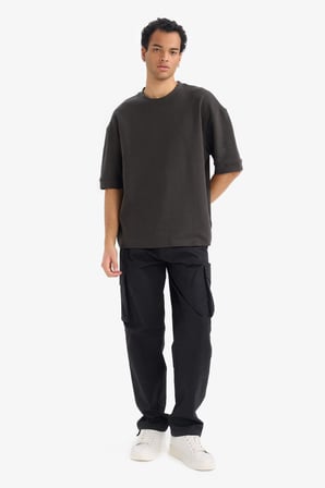 DeFacto Loose Fit Bisiklet Yaka Kısa Kollu Ağır Kumaş Basic Tişört B4844AX26SPAR221