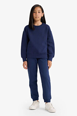 Kız Çocuk Standart Fit Basic Düz Beli Lastikli Jogger Eşofman Altı