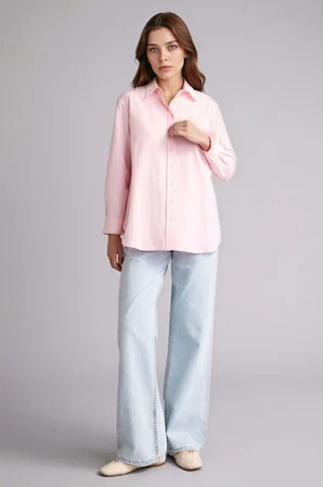 DeFacto Relax Fıt Gömlek Yaka Poplin Tunik D7341AX26SPPN186