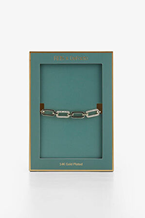Reis x DeFacto 14 Ayar Altın Kaplama Punk Bracelet Kadın Kalın Ataç Zincir Taşlı Gold Bileklik