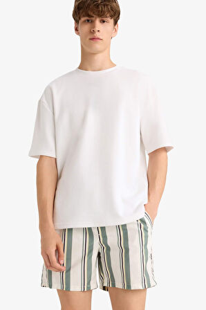 File Astarlı Microfiber Kısa Boy Deniz Şortu