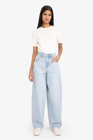 DeFacto Baggy Fıt Yüksek Bel Düz Paça Uzun Jean Kar Yıkamalı Pantolon G4931AX26SMNM39