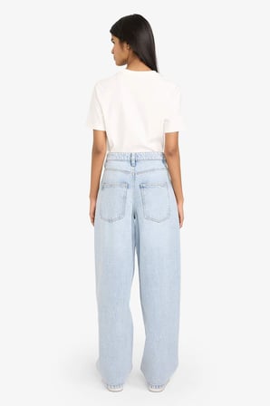 DeFacto Baggy Fıt Yüksek Bel Düz Paça Uzun Jean Kar Yıkamalı Pantolon G4931AX26SMNM39