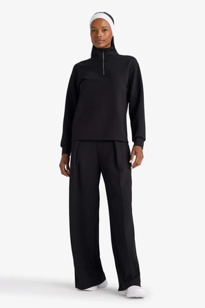 Defacto F8429AXBK81 Siyah Wide Leg Geniş Paça Standart Boy Modal Eşofman Alt
