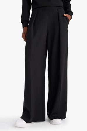 Defacto F8429AXBK81 Siyah Wide Leg Geniş Paça Standart Boy Modal Eşofman Alt