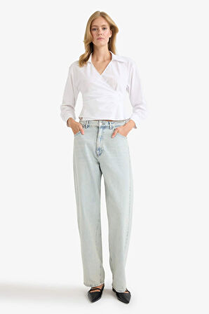 Fitted Poplin Uzun Kollu Gömlek