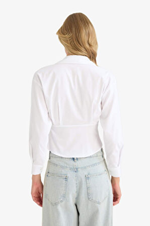 Fitted Poplin Uzun Kollu Gömlek