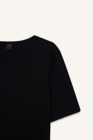 Slim Fit Dar Kesim Bisiklet Yaka Ribana Kısa Kollu Tişört