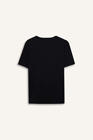 Slim Fit Dar Kesim Bisiklet Yaka Ribana Kısa Kollu Tişört