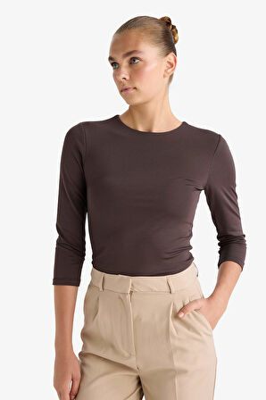 Bisiklet Yaka Uzun Kollu Çıtçıtlı Body