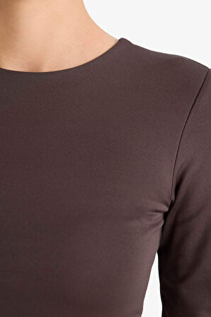 Bisiklet Yaka Uzun Kollu Çıtçıtlı Body