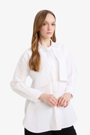 DeFacto Regular Fıt Poplin Uzun Kollu Tunik G9243AX26SPWT32