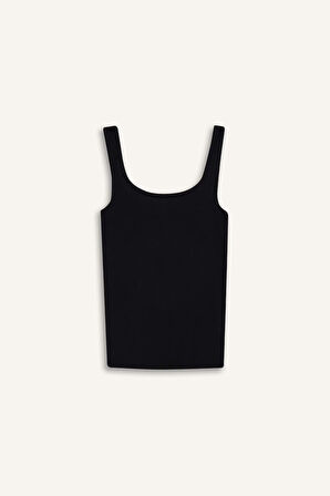 Slim Fit Dar Kesim Basic Düz Yuvarlak Yaka Fitilli Kaşkorse Atlet