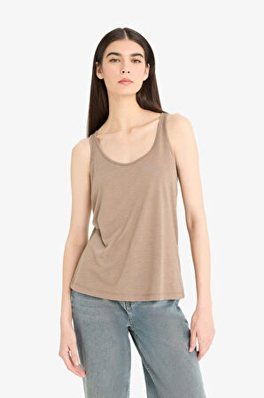 Regular Fit Basic Düz Yuvarlak Yaka Basic Düz Atlet