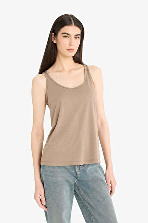 Regular Fit Basic Düz Yuvarlak Yaka Basic Düz Atlet