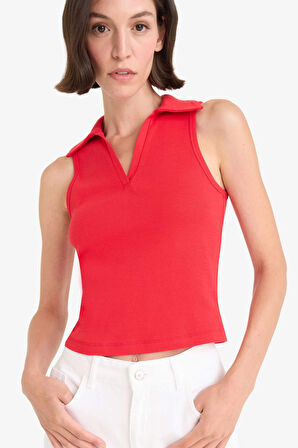 Slim Fit Dar Kesim Polo Yaka Ribana Atlet