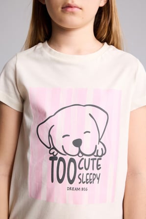 %100 Pamuk Regular Fıt 2'li Sarı Pijama Takımı Kız Çocuk