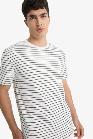 DeFacto Regular Fit Bisiklet Yaka Çizgili Kısa Kollu Tişört E8198AX25AUER105