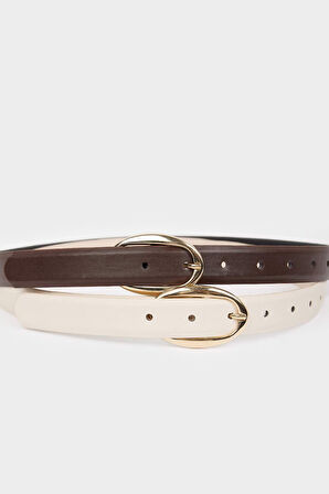 Kadın Suni Deri 2'li Günlük Kemer