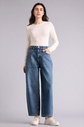 Barrel Fıt Normal Bel Jean Pantolon
