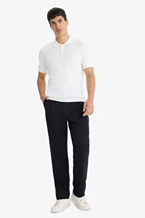 Standart Fit Polo Yaka Triko Kısa Kollu Tişört