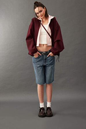 Fermuarlı Cepli Tafta Ceket