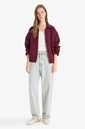 Fermuarlı Cepli Tafta Ceket