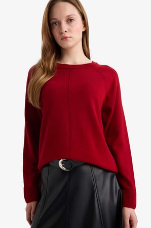 DeFacto Yün Karışımlı Regular Fit Bisiklet Yaka Triko Tunik G5867AX25WNRD344
