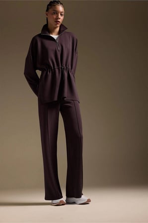Defacto F9066AXBN192 Kahve Straıght Fıt Geniş Paça Standart Boy Modal Sporcu Pantolon