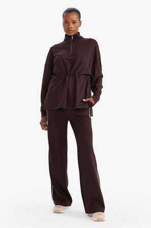 DeFacto Long Fit Dik Yaka Beli Lastikli Yarım Fermuarlı Modal Sporcu Sweatshirt G4367AX25WNBN340