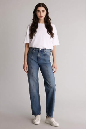 DeFacto 90's Wıde Leg Yüksek Bel Düz Paça Uzun Jean Kar Yıkamalı Pantolon G4925AX26SMNM28