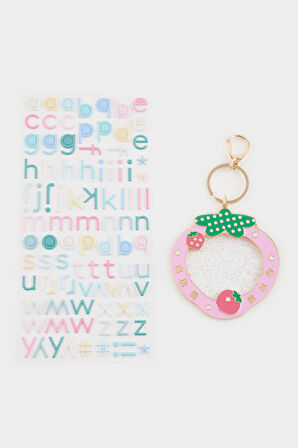 Kadın Çilek Temalı Harfli Charm Anahtarlık 