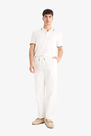 Regular Fit Polo Yaka Kısa Kollu Dokulu Pike Polo Tişört