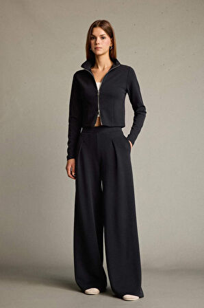 Yarım Balıkçı Yaka Modal Fermuarlı Sweatshirt