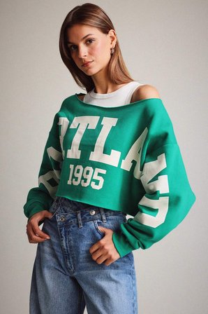 DeFacto Kayık Yaka Baskılı Sweatshirt G3329AX25WNKH258