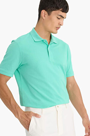 %100 Pamuk Regular Fit Polo Yaka Kısa Kollu Basic Düz Pike Kumaş Tişört
