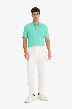 %100 Pamuk Regular Fit Polo Yaka Kısa Kollu Basic Düz Pike Kumaş Tişört