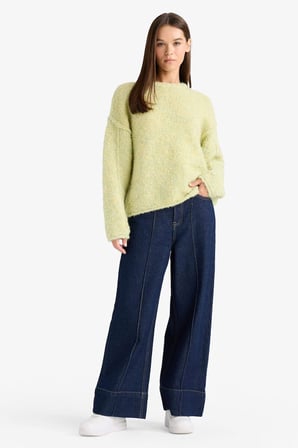 DeFacto Yün Karışımlı Bisiklet Yaka Oversize Fit Triko Kazak F3256AX25WNGN597